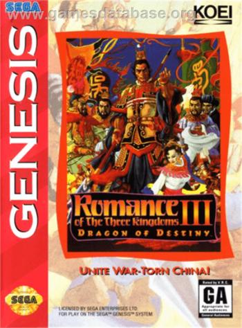 Cover Romance of the Three Kingdoms III for Genesis - Mega Drive
